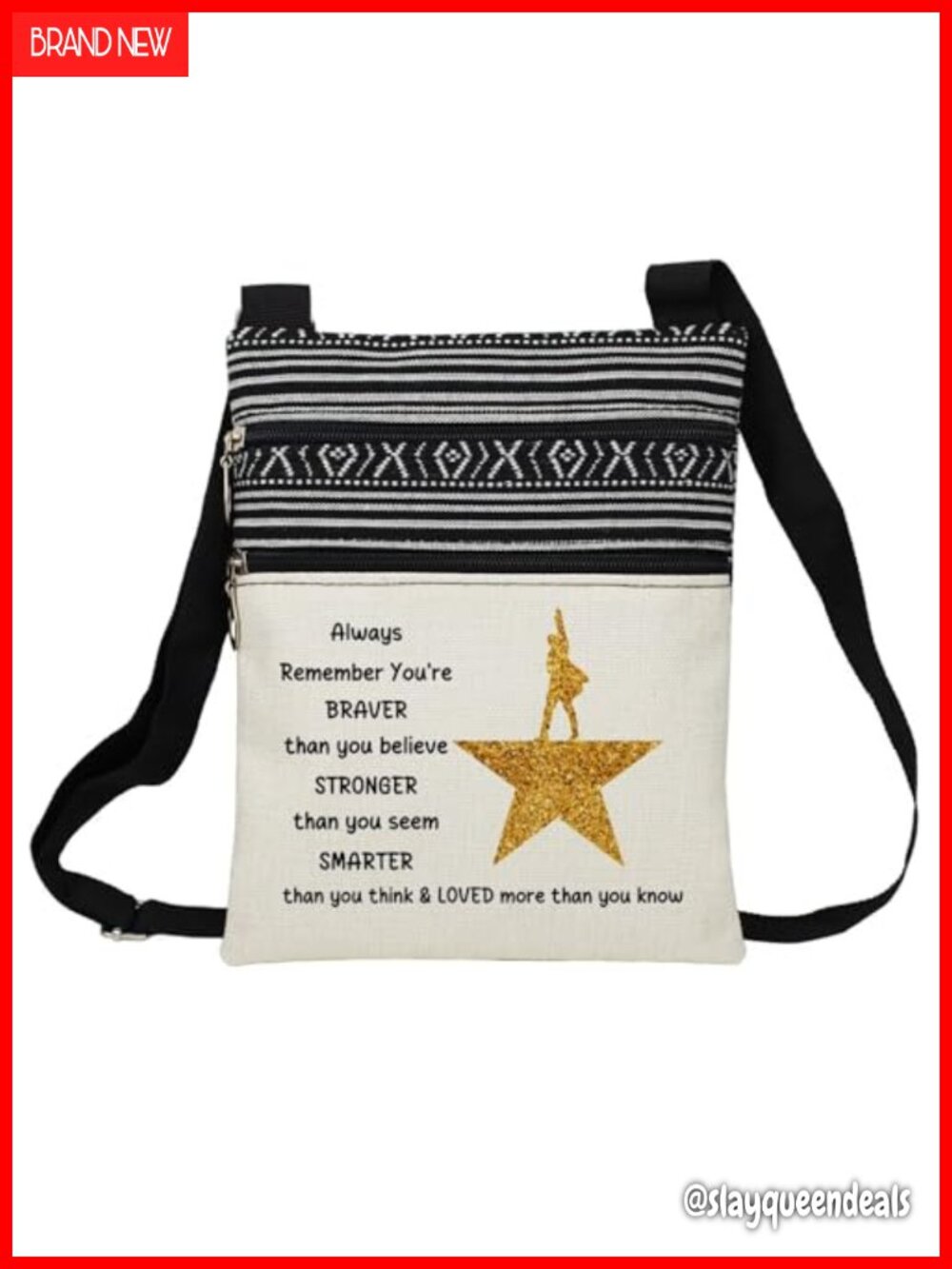 Polyester Crossbody Bag Adjustable Strap Zipper Ethnic Print